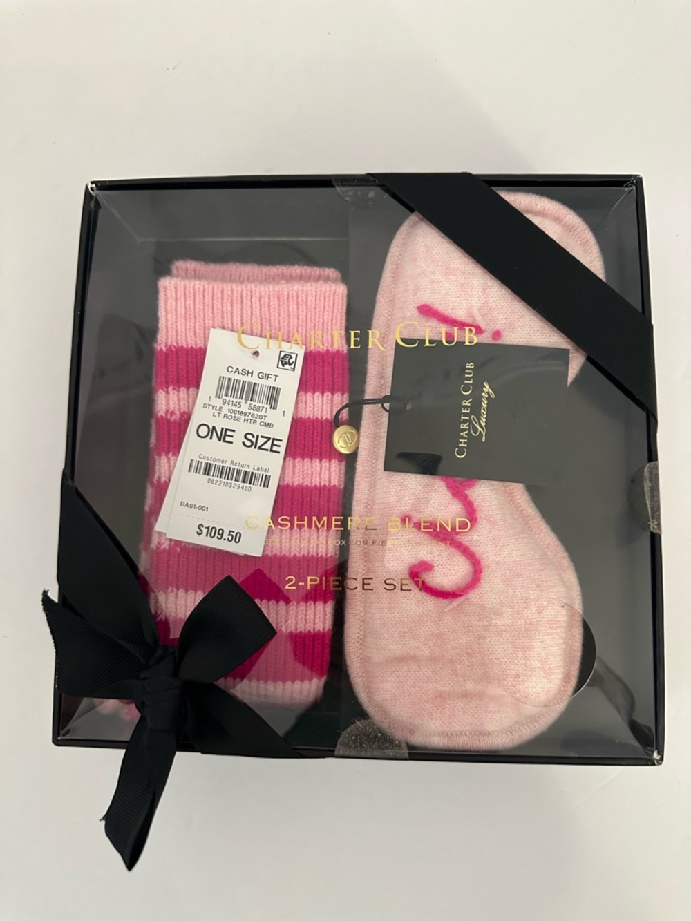 CHARTER CLUB Cashmere Blend Gift Set In Box New Pink